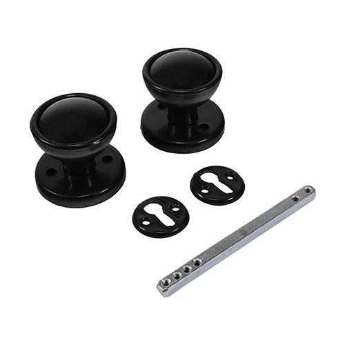 TIMCO Plastic Rim / Mortice Knob Set - Black (50mm, Plain Bag of 1)