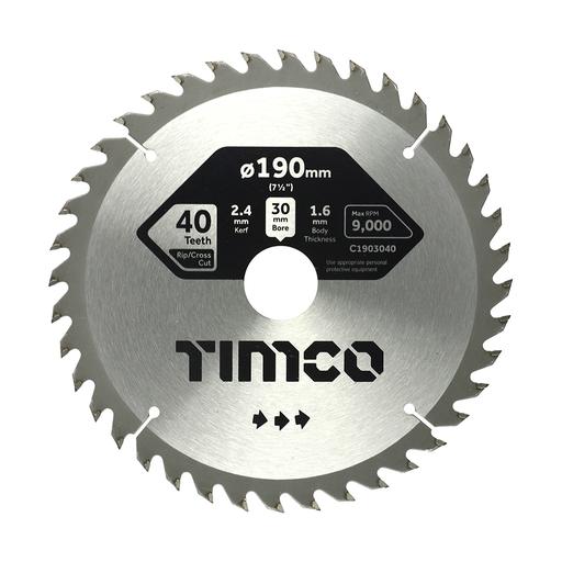 TIMCO Circular Saw Blade - General Purpose - Coarse/Medium (190 x 30 x 40T, Clamshell of 1)