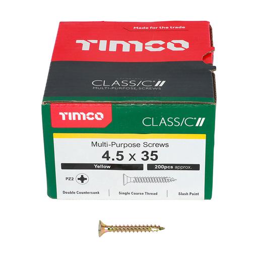 TIMco Classic Multi-Purpose Screws - PZ - Double Countersunk - Yellow 4.5x30mm