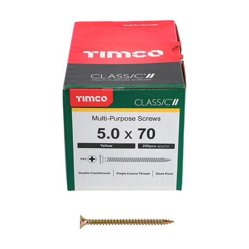 TIMco Classic Multi-Purpose Screws - PZ - Double Countersunk - Yellow 5.0x70mm
