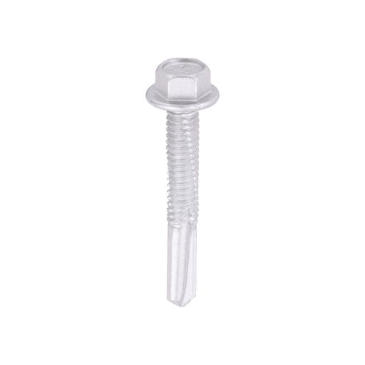 TIMCO Metal Construction Heavy Section Screws - Hex - Self-Drilling - Exterior - Silver Organic (5.5 x 38, Box of 100)
