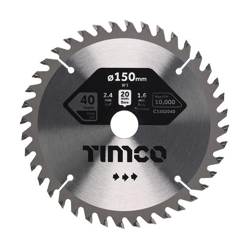 TIMCO Circular Saw Blade - Trimming/Crosscut - Medium/Fine (150 x 20 x 40T, Clamshell of 1)