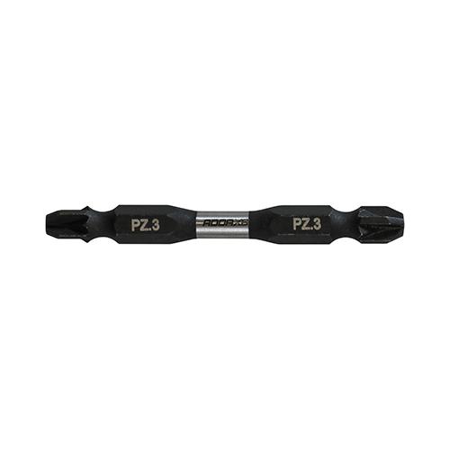 TIMCO Impact Driver Bits - PZ - Double Ended (No.3 x 65, Blister Pack of 2)