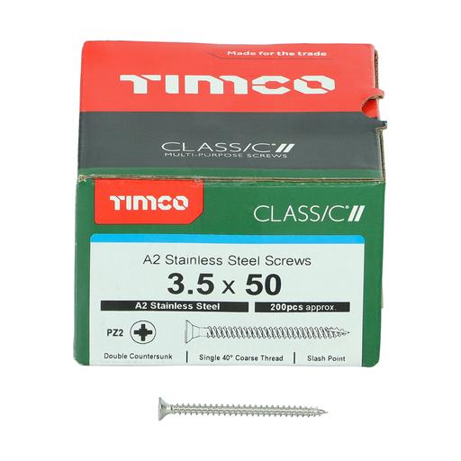 TIMco Classic Multi-Purpose Screws - PZ - Double Countersunk - Stainless Steel 3.5x50mm