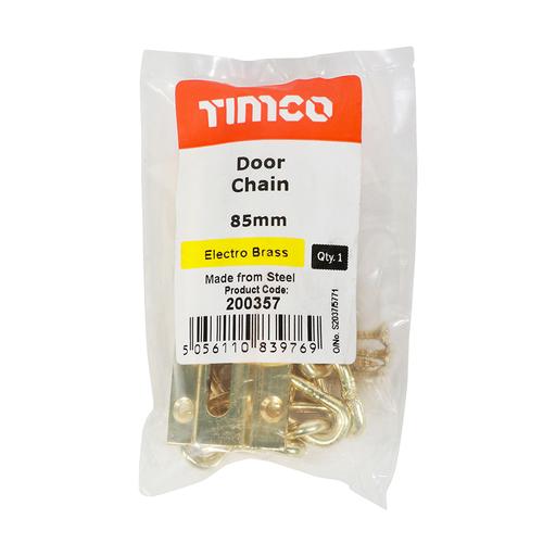 TIMCO Door Chain - Electro Brass (85mm, Bag of 1)