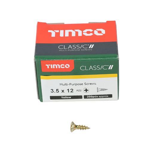 TIMco Classic Multi-Purpose Screws - PZ - Double Countersunk - Yellow 3.5x12mm