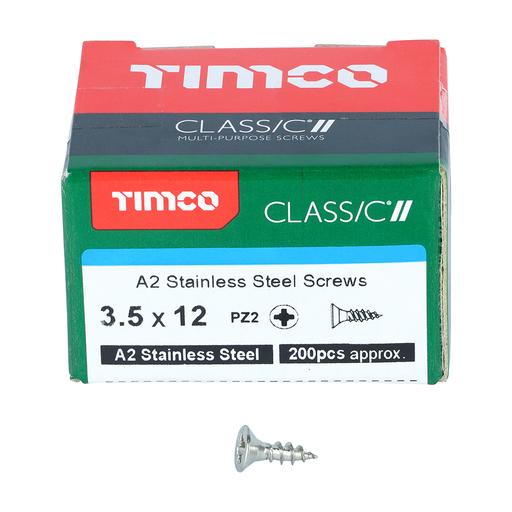 TIMco Classic Multi-Purpose Screws - PZ - Double Countersunk - Stainless Steel 3.5x12mm