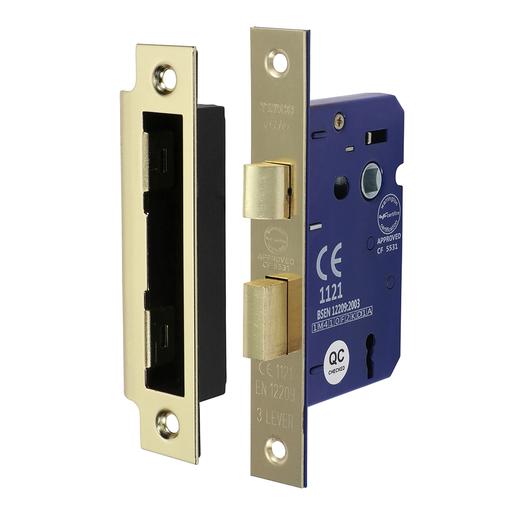 TIMCO 3 Lever Sashlock - Electro Brass (65 case / 45 backset, Box of 1)