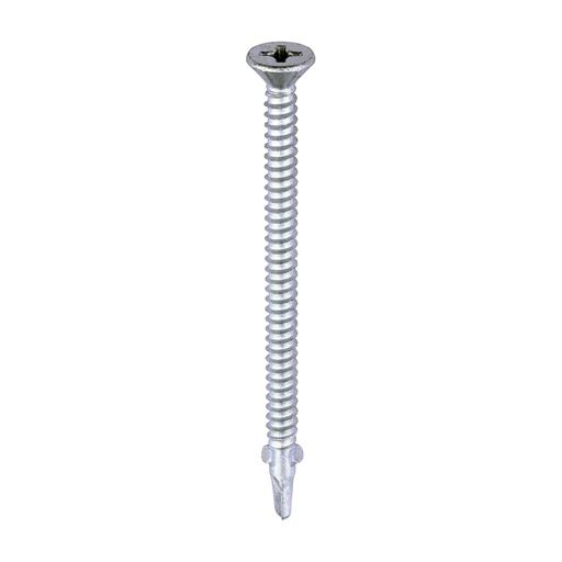 TIMCO Metal Construction Timber To Light Section Screws - Countersunk - Wing-Tip - Self-Drilling - Exterior - Silver Organic (5.5 x 85, Box of 100)
