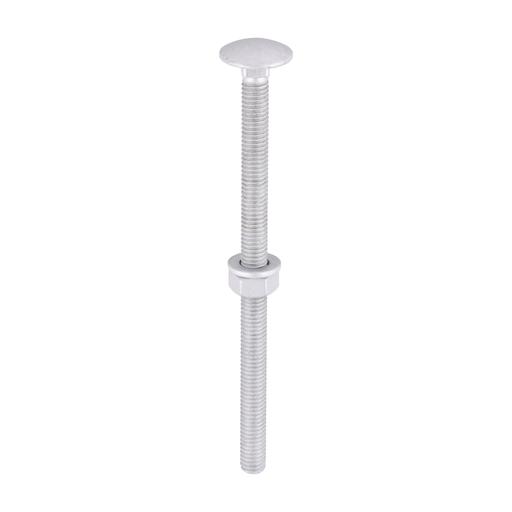 TIMCO Carriage Bolts Hex Nuts & Form A Washers - Dome - Exterior - Silver (M6 x 100, TIMbag of 10)