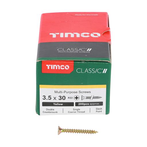TIMco Classic Multi-Purpose Screws - PZ - Double Countersunk - Yellow 3.5x30mm