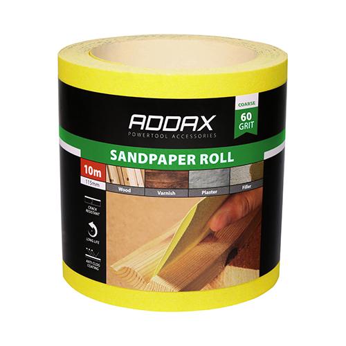 TIMCO Sandpaper Roll - 60 Grit - Yellow (115mm x 10m, Roll of 1)