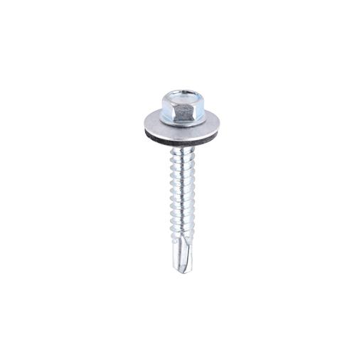 TIMCO Metal Construction Light Section Screws - Hex - Epdm Washer - Self-Drilling - Zinc (5.5 x 38, Bag of 100)