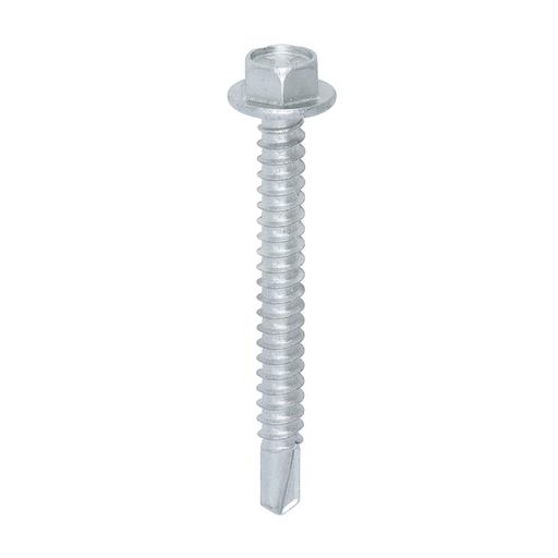 TIMCO Metal Construction Light Section Screws - Hex - Self-Drilling - Exterior - Silver Organic (5.5 x 50, Box of 100)