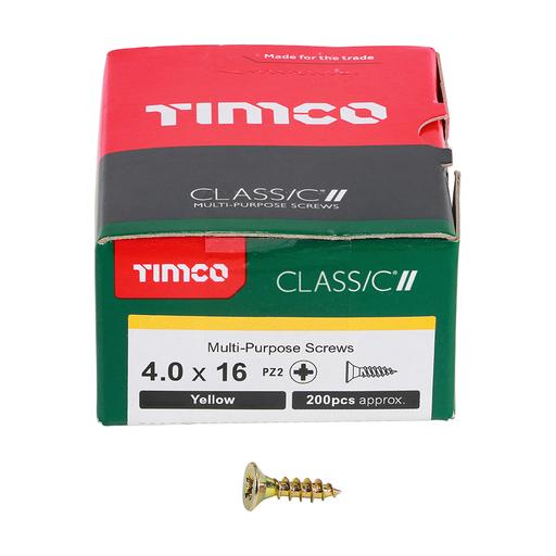 TIMco Classic Multi-Purpose Screws - PZ - Double Countersunk - Yellow 4.0x16mm