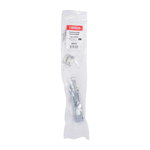 TIMCO Contract Flat Section Bolt - Satin Chrome (135 x 30mm, Bag of 1)