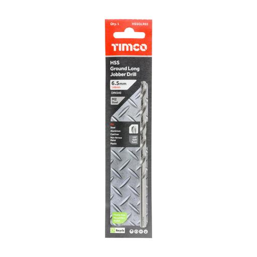 TIMCO Ground Long Jobber Drills - HSS M2 (6.5mm, Wallet of 1)