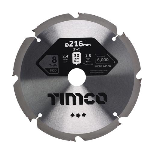 TIMCO Pcd Fibre Cement Saw Blade (216 x 30 x 8T, Clamshell of 1)