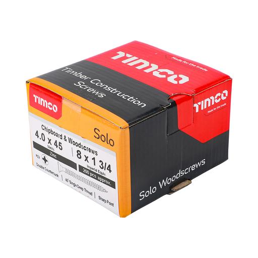 TIMco Solo Woodscrews - PZ - Double Countersunk - Zinc 4.0x45mm