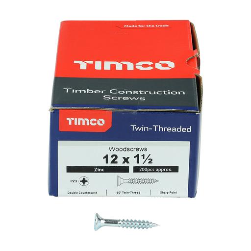 TIMco Twin-Thread Woodscrews - PZ - Double Countersunk - Zinc 6.0x40mm