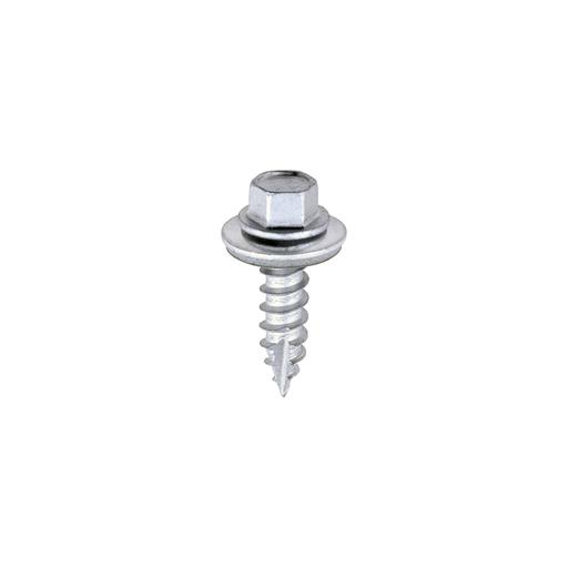 TIMCO Metal Construction Thin Sheet Metal To Timber Screws - Hex - Epdm Washer - Slash Point - Exterior - Silver Organic (6.3 x 25, Box of 100)