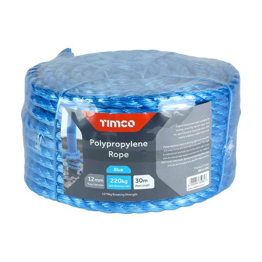 TIMCO Polypropylene Rope - Blue - Coil (12mm x 30m, Unit of 1)