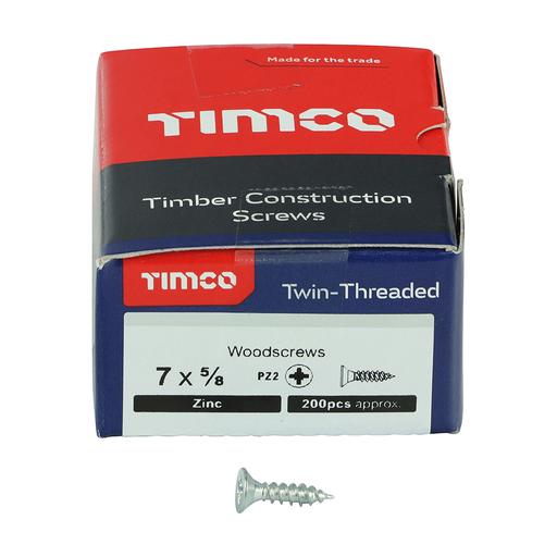 TIMco Twin-Thread Woodscrews - PZ - Double Countersunk - Zinc 3.9x16mm