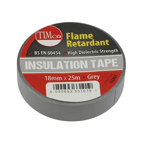 TIMCO Pvc Insulation Tape - Grey (25m x 18mm, Roll Pack of 10)
