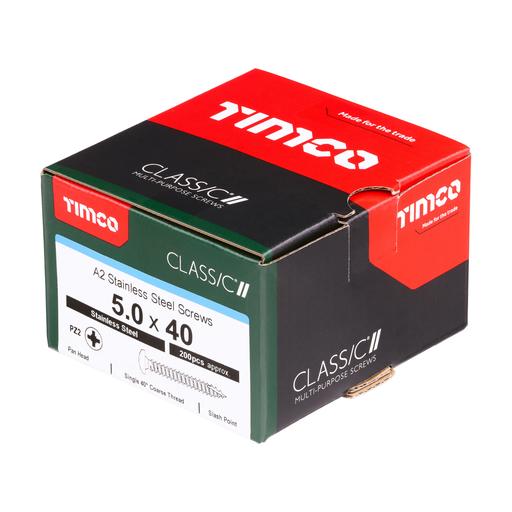 TIMco Classic Multi-Purpose Screws - PZ - Pan Head - Stainless Steel 5.0x40mm