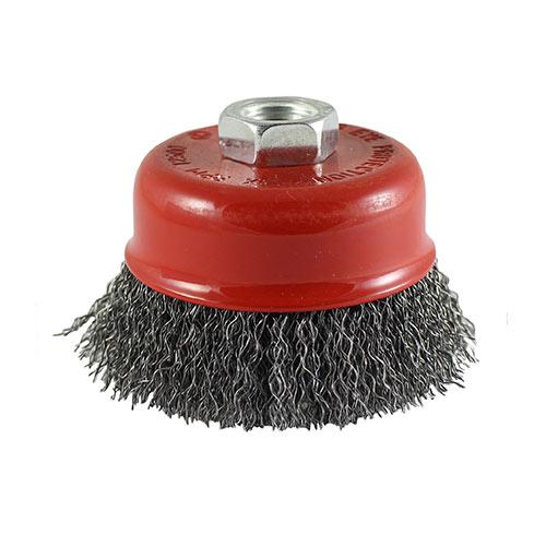 TIMCO Drill Cup Brush - Crimped Steel Wire (50mm, Blister Pack of 1)