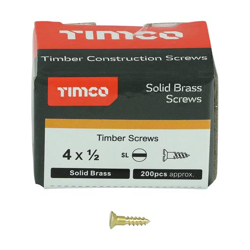 TIMco Solid Brass Woodscrews - SL - Countersunk 3.0x12mm
