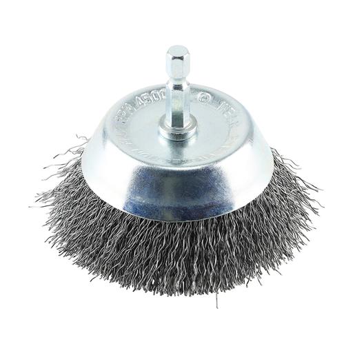 TIMCO Drill Cup Brush - Crimped Steel Wire (75mm, Blister Pack of 1)