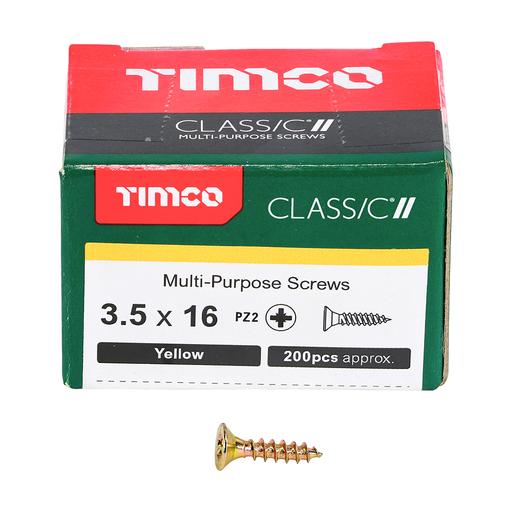 TIMco Classic Multi-Purpose Screws - PZ - Double Countersunk - Yellow 3.5x16mm