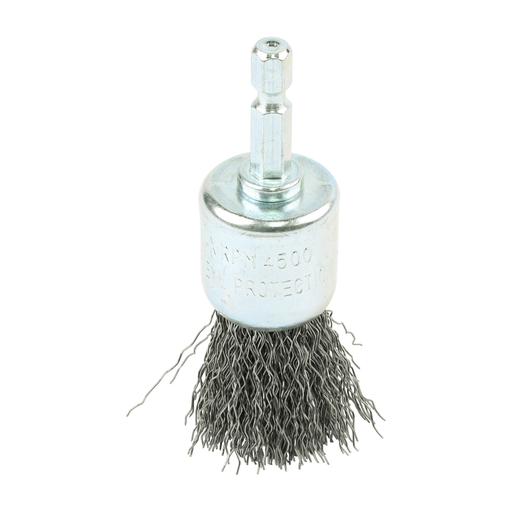 TIMCO Drill End Brush - Crimped Steel Wire (25mm, Blister Pack of 1)