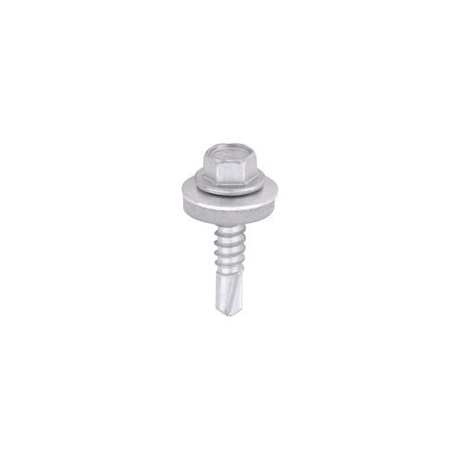 TIMCO Metal Construction Light Section Screws - Hex - Epdm Washer - Self-Drilling - Exterior - Silver Organic (5.5 x 25, Box of 100)