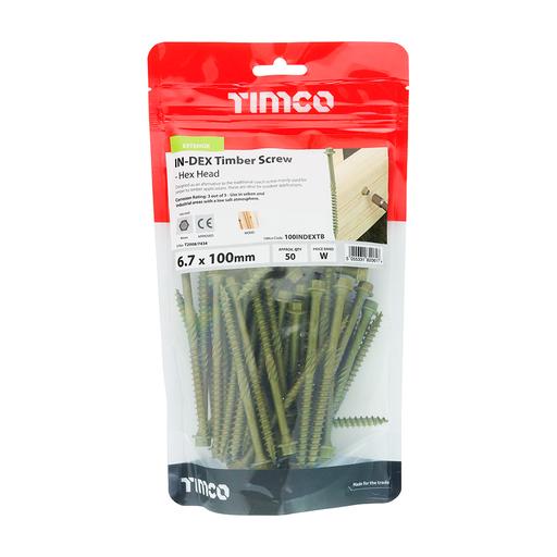 TIMCO Timber Screws - Hex Head - Exterior - Green (6.7 x 100, TIMbag of 50)