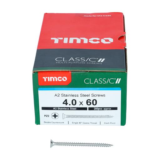 TIMco Classic Multi-Purpose Screws - PZ - Double Countersunk - Stainless Steel 4.0x60mm