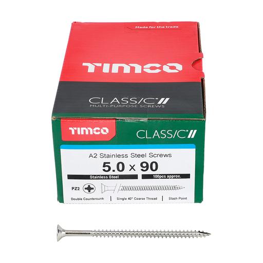 TIMco Classic Multi-Purpose Screws - PZ - Double Countersunk - Stainless Steel 5.0x90mm