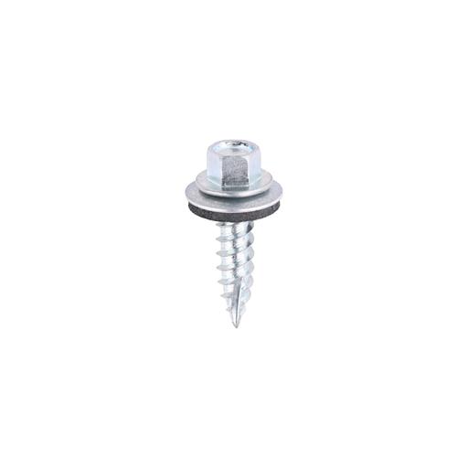 TIMCO Metal Construction Thin Sheet Metal To Timber Screws - Hex - Epdm Washer - Slash Point - Zinc (6.3 x 25, Bag of 100)