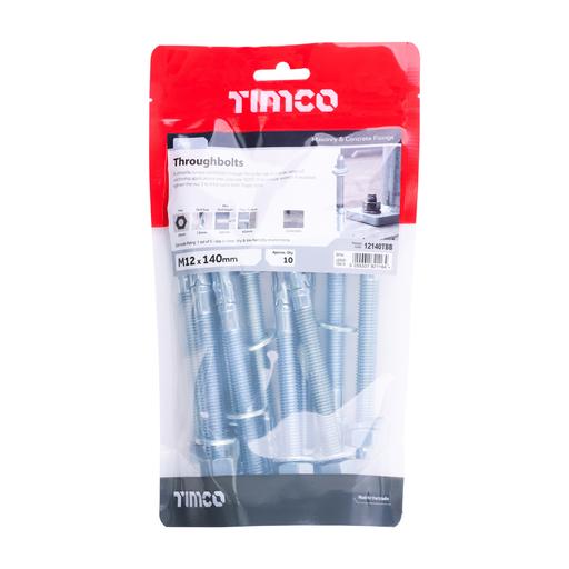 TIMCO Throughbolts - Zinc (M12 x 140, TIMbag of 10)