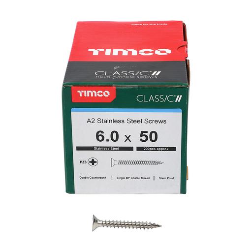 TIMco Classic Multi-Purpose Screws - PZ - Double Countersunk - Stainless Steel 6.0x50mm