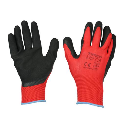 TIMCO Toughlight Grip Gloves - Sandy Latex Coated Polyester (X Large, Backing Card of 1)