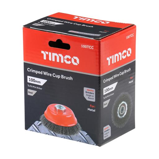 TIMCO Angle Grinder Cup Brush - Crimped Steel Wire (100mm, Box of 1)