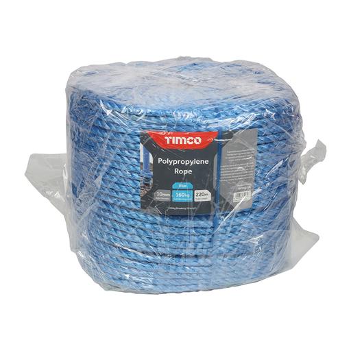 TIMCO Polypropylene Rope - Blue - Long Coil (10mm x 220m, Unit of 1)