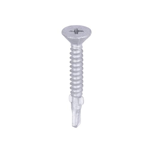 TIMCO Metal Construction Timber To Light Section Screws - Countersunk - Wing-Tip - Self-Drilling - Exterior - Silver Organic (4.8 x 38, Box of 200)