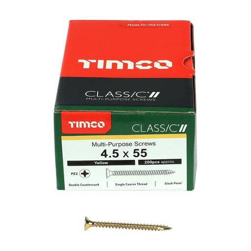 TIMco Classic Multi-Purpose Screws - PZ - Double Countersunk - Yellow 4.5x55mm