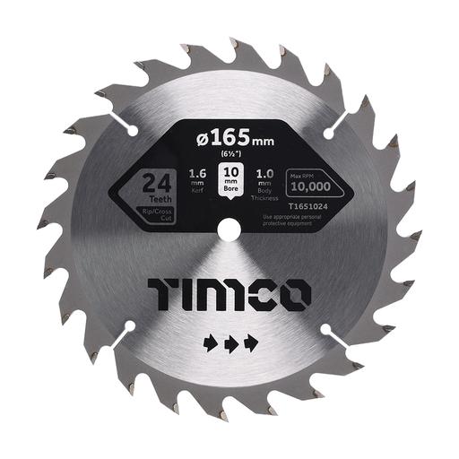 TIMCO Handheld Cordless Circular Saw Blade (165 x 10 x 24T, Clamshell of 1)