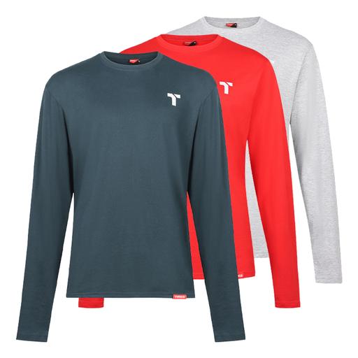 TIMCO Long Sleeve Trade T-Shirt Pack (X Large (Grey/Red/Green), Bag of 3)