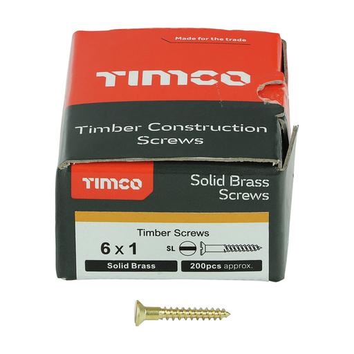 TIMco Solid Brass Woodscrews - SL - Countersunk 3.5x25mm