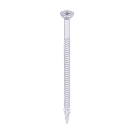 TIMCO Metal Construction Timber To Light Section Screws - Countersunk - Wing-Tip - Self-Drilling - Exterior - Silver Organic (5.5 x 100, Box of 100)